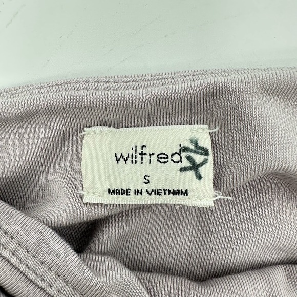 Aritzia Wilfred Saturn Midi Wrap Dress Square Neck Mauve Minimalist Balletcore S - Picture 7 of 13